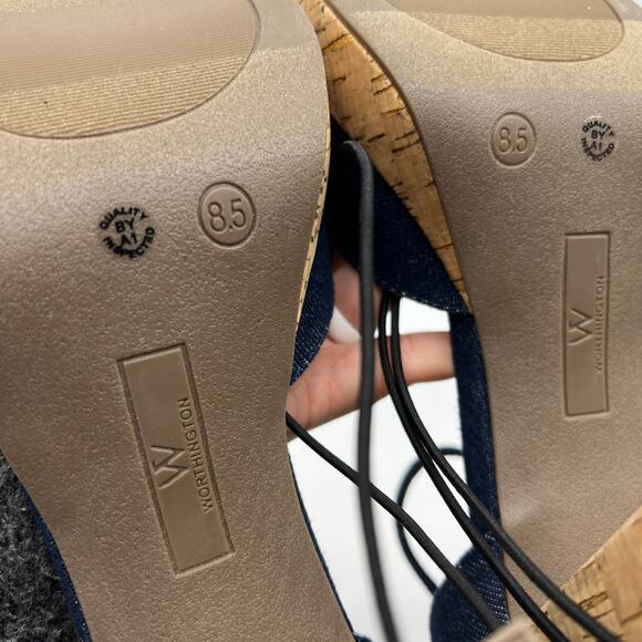 Worthington Womens Panama Block Heel Pumps Denim Size 9.5M - Picture 8 of 12